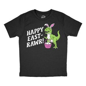 Youth Funny T Shirts Happy East Rawr Sarcastic Dino Easter Tee For Kids